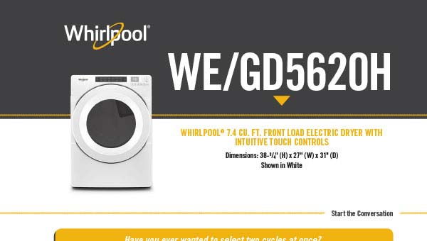 Whirlpool Dryer WE/GD5620H