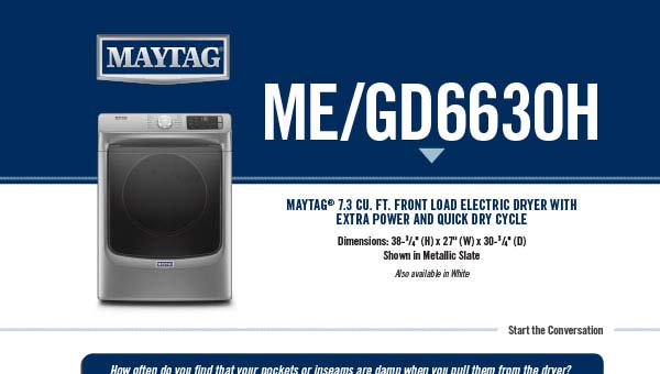 Maytag Dryer ME/GD6630H