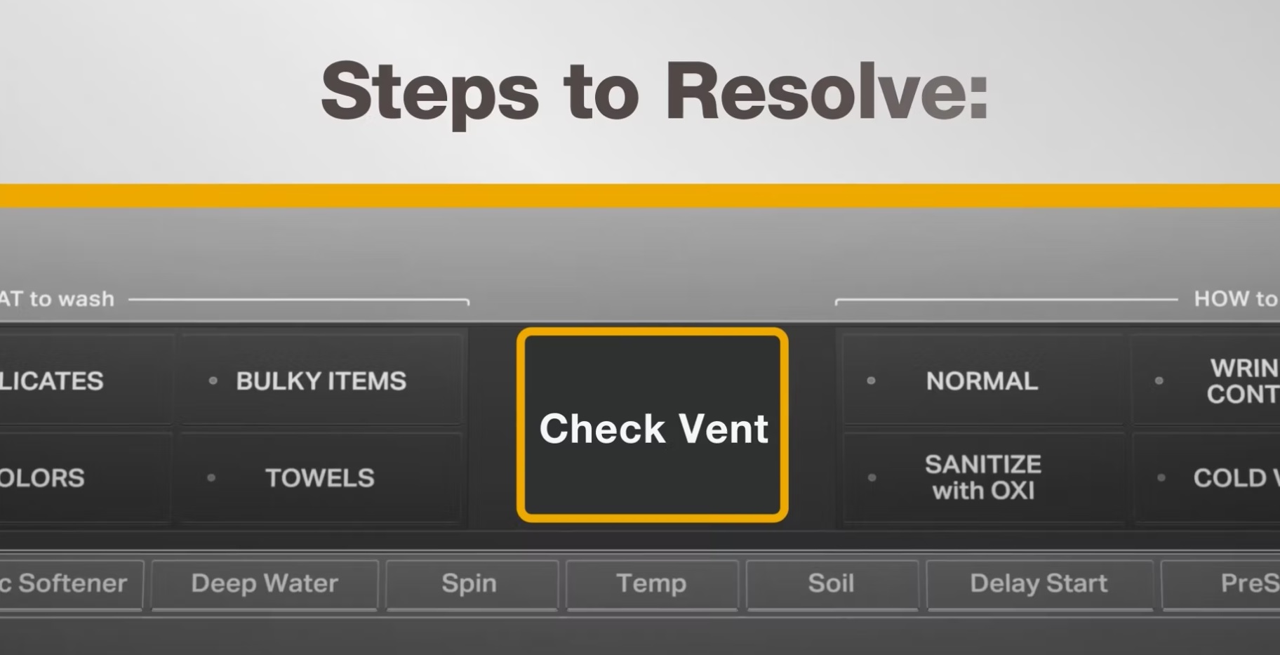 Follow these simple steps to resolve Error Code Check Vent on your Whirlpool Brand® washer. If you need further assistance call for service at 1-866-333-4591.