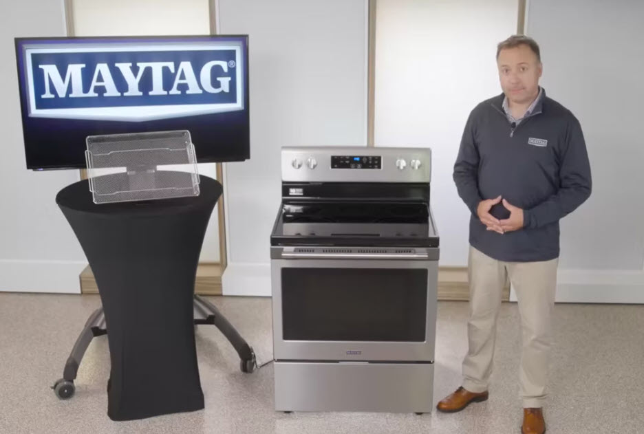 Take a look at whats on product for Maytag Air Fry Ranges, now on models: MGR7700LZ and MER7700LZ.