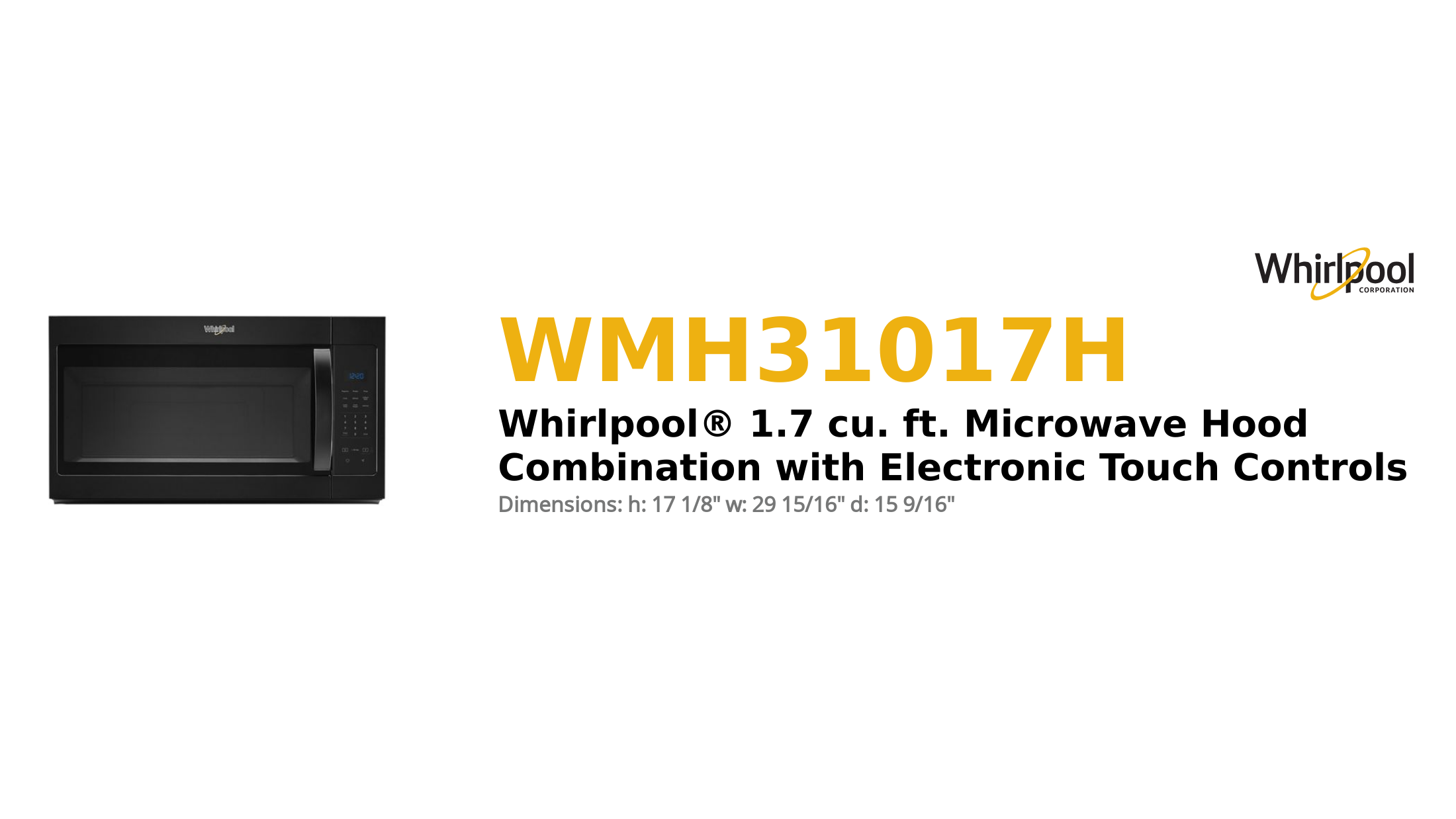 Product Brief WMH31017H Microward Hood Combo