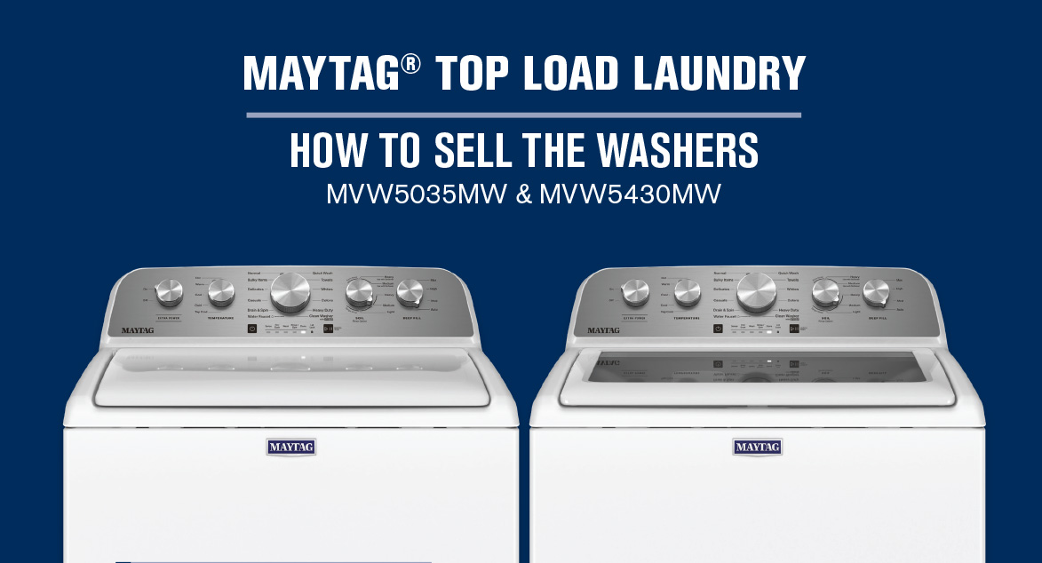 How to sell the new Maytag top load washing machines with new dial controls.