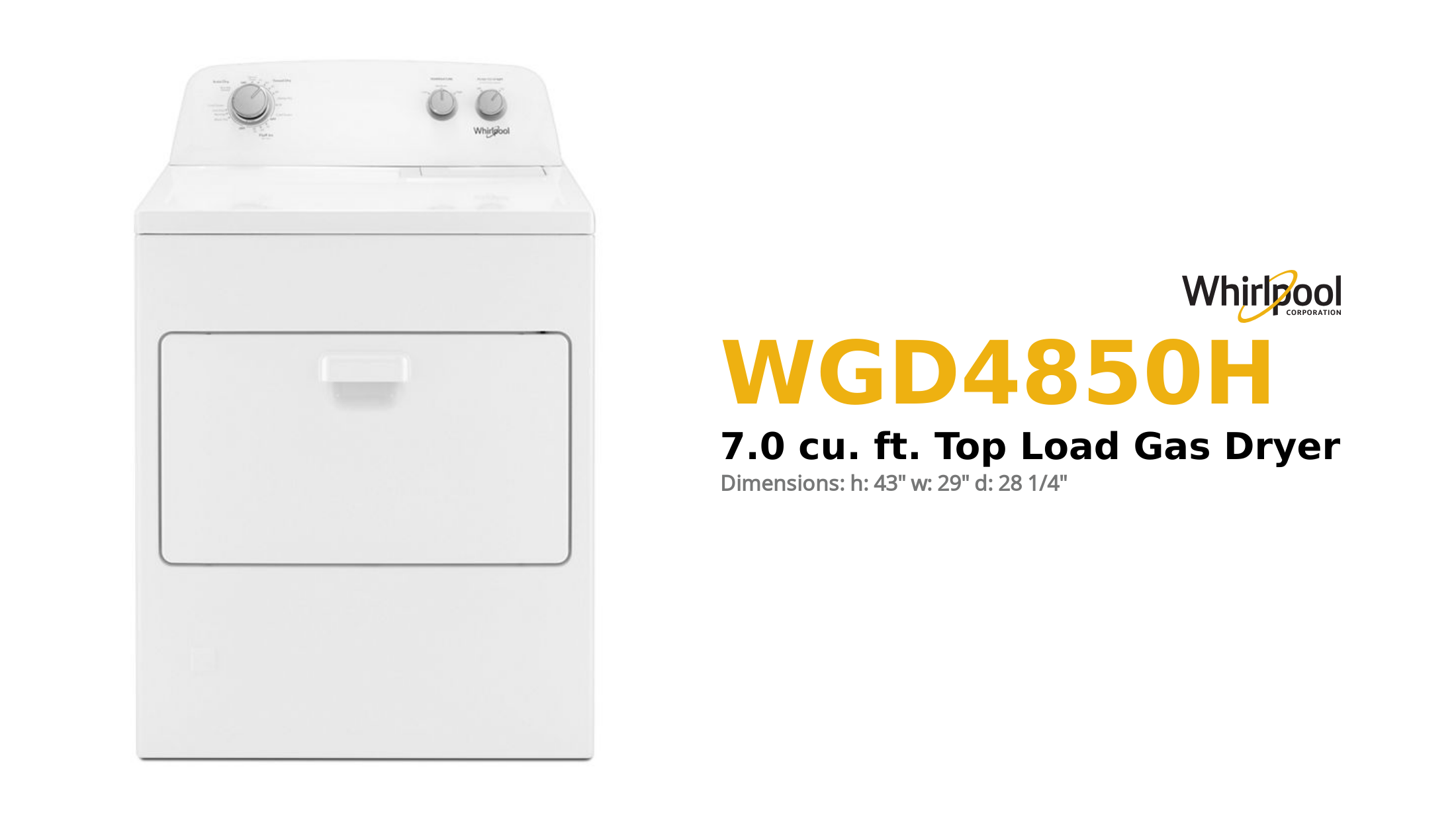 Whirlpool® 7.0 cu. ft. Top Load Gas Dryer