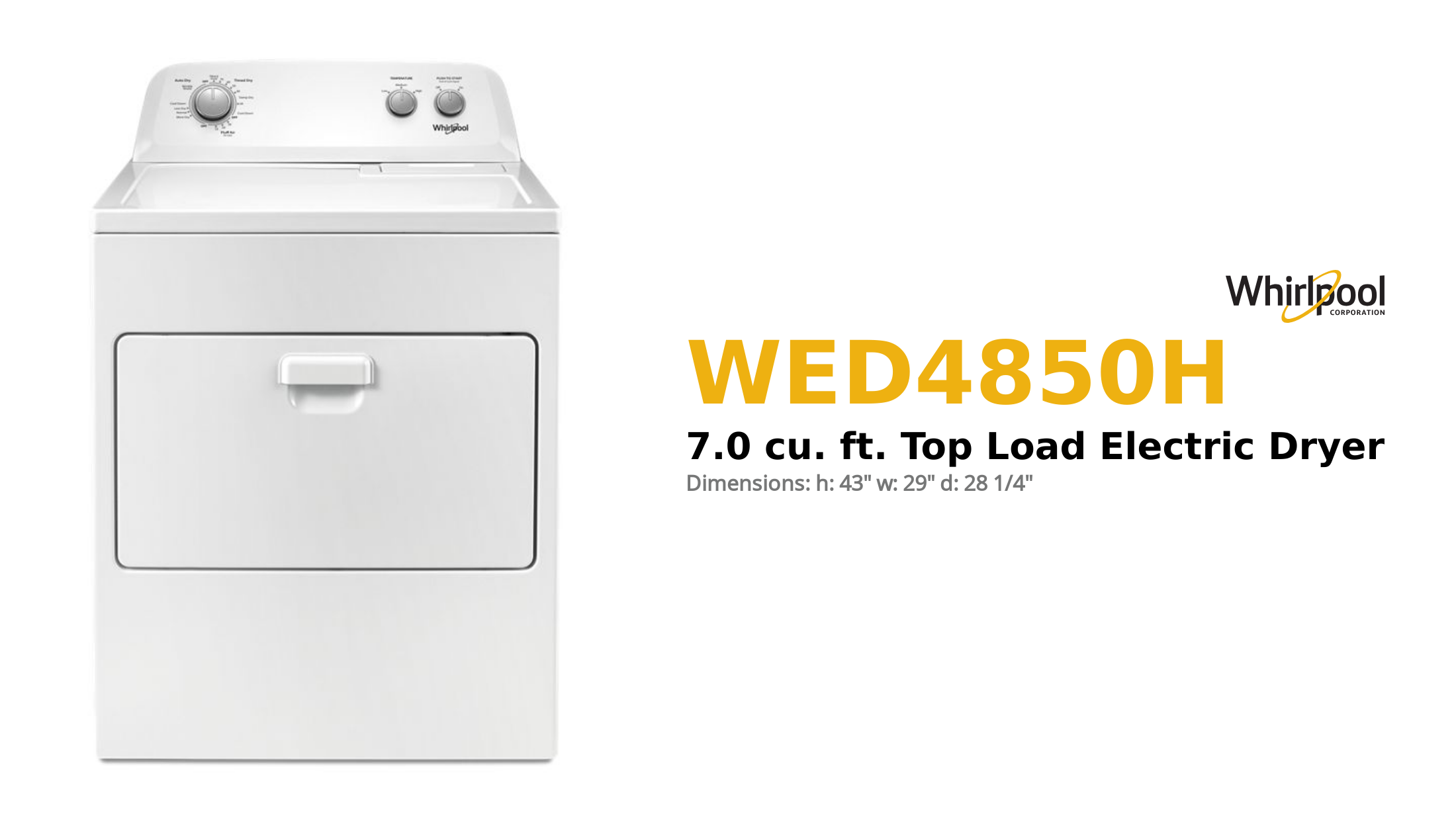 Whirlpool® 7.0 cu. ft. Top Load Electric Dryer