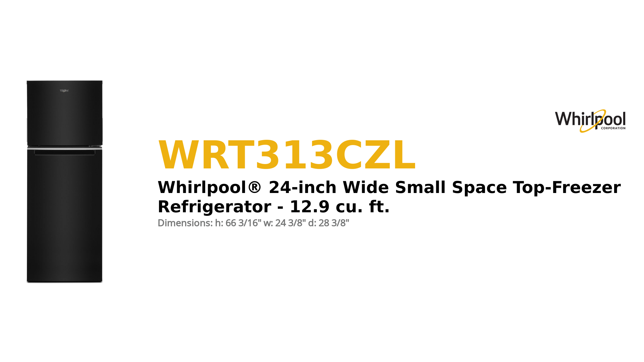 Whirlpool® 24-inch Wide Small Space Top-Freezer Refrigerator - 12.9 cu. ft.