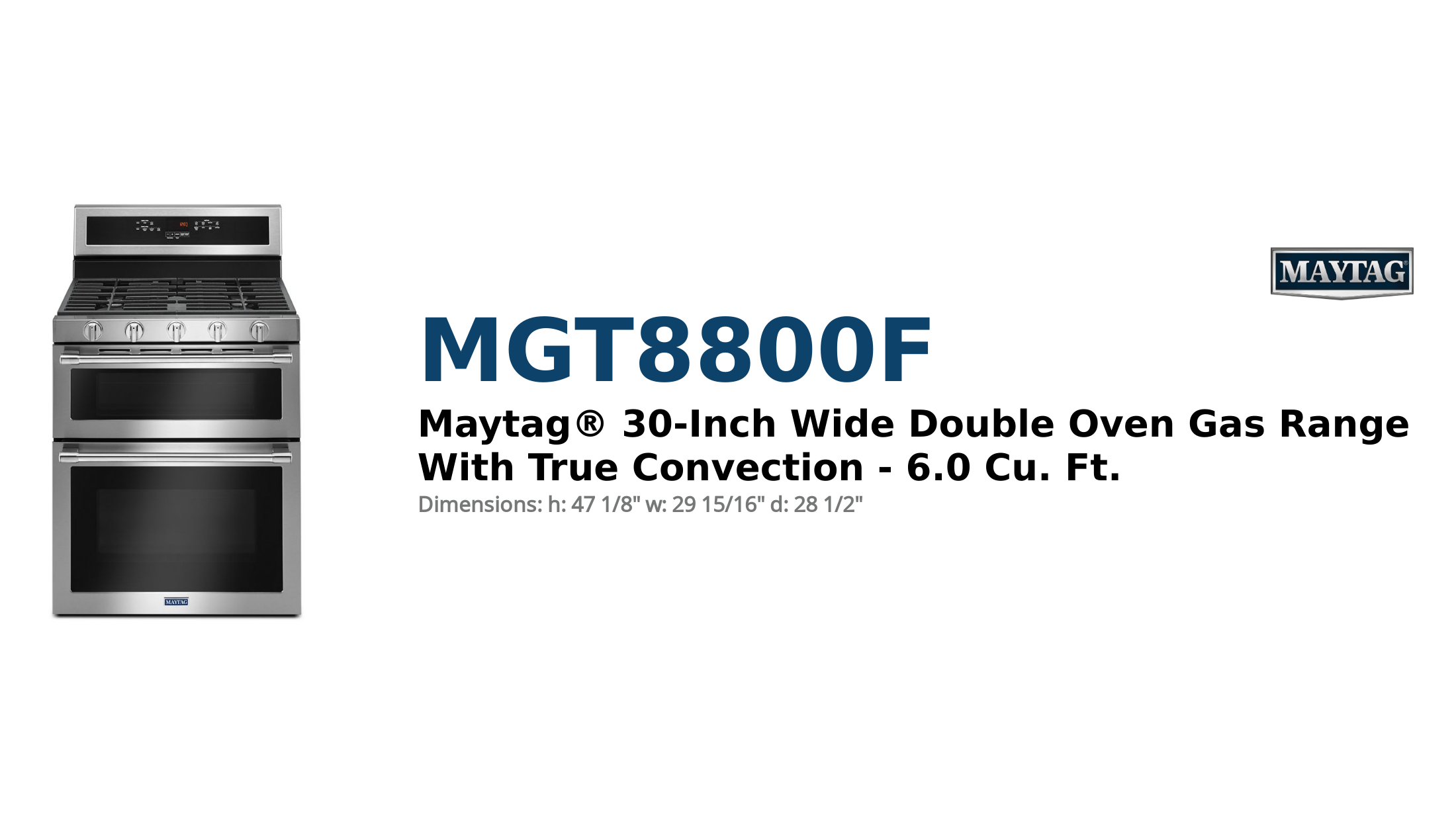 Maytag® 30-Inch Wide Double Oven Gas Range With True Convection - 6.0 Cu. Ft.