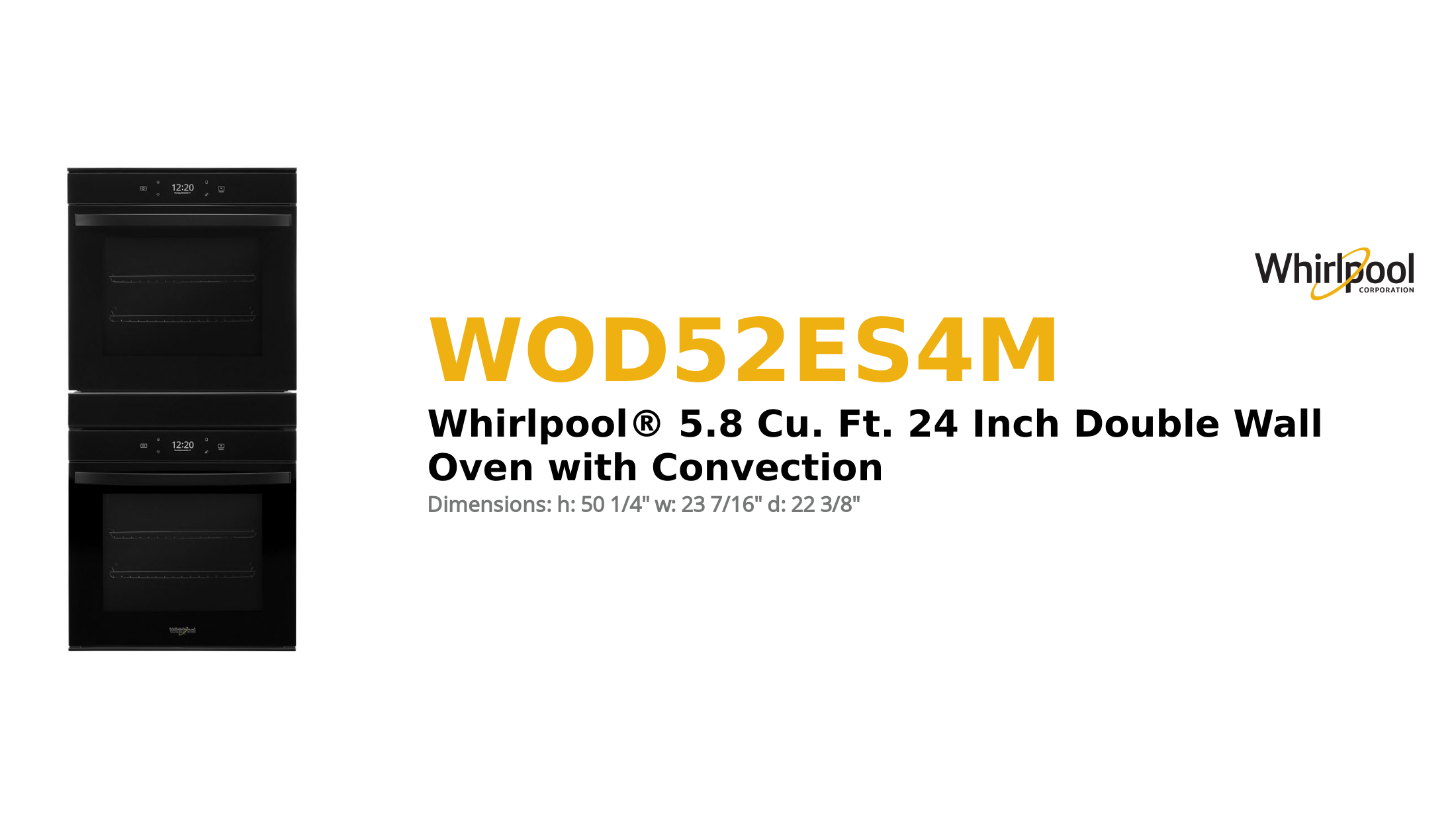 Whirlpool® 5.8 Cu. Ft. 24 Inch Double Wall Oven with Convection
 