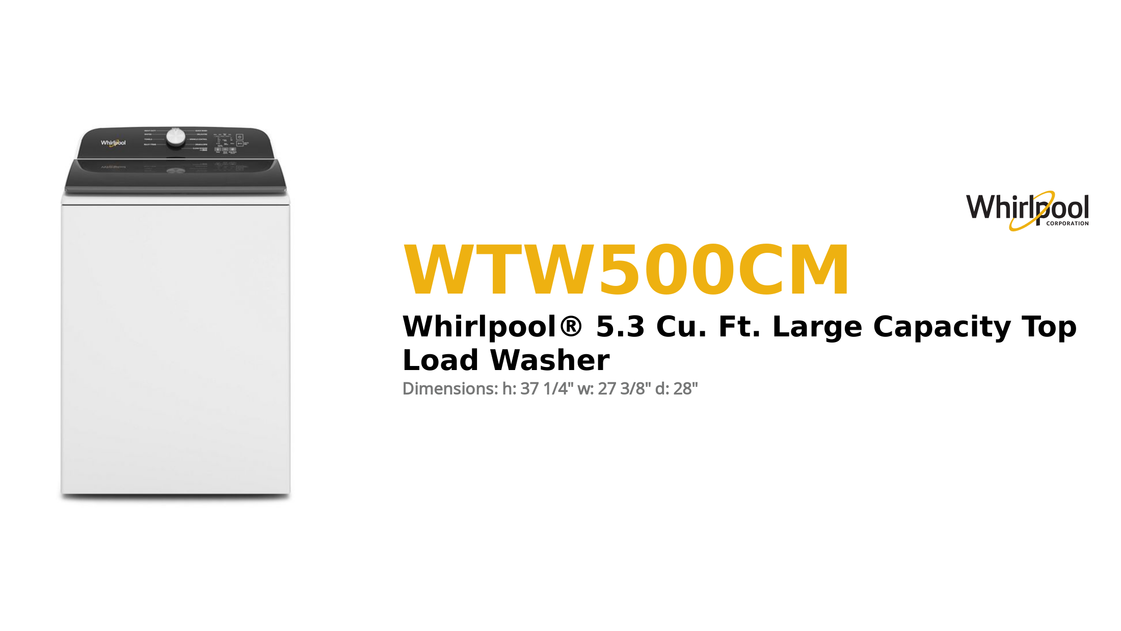Whirlpool® 5.3 Cu. Ft. Large Capacity Top Load Washer