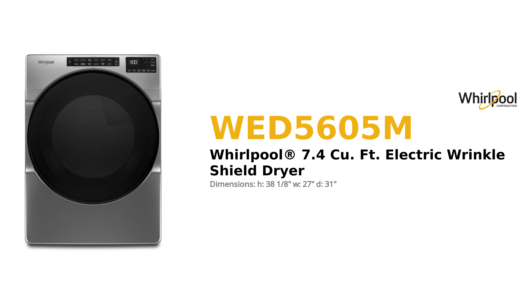Whirlpool® 7.4 Cu. Ft. Electric Wrinkle Shield Dryer