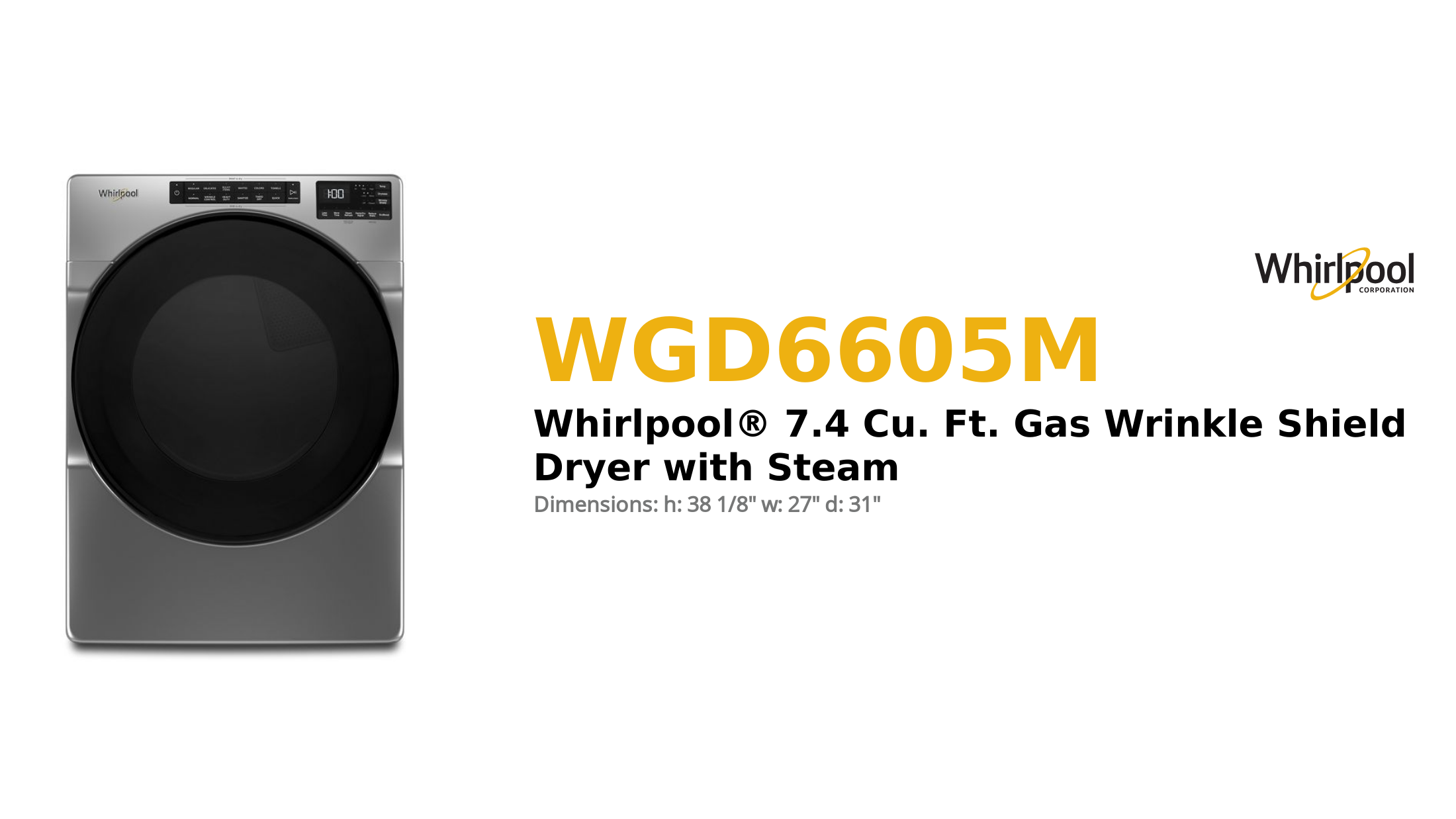 Whirlpool® 7.4 Cu. Ft. Gas Wrinkle Shield Dryer with Steam
 