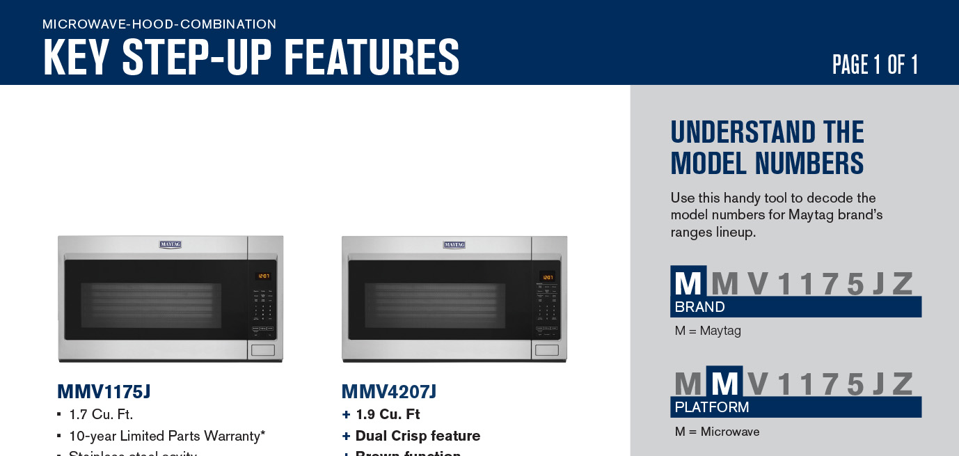 Maytag® MHC Step-Up & Spec Guide
