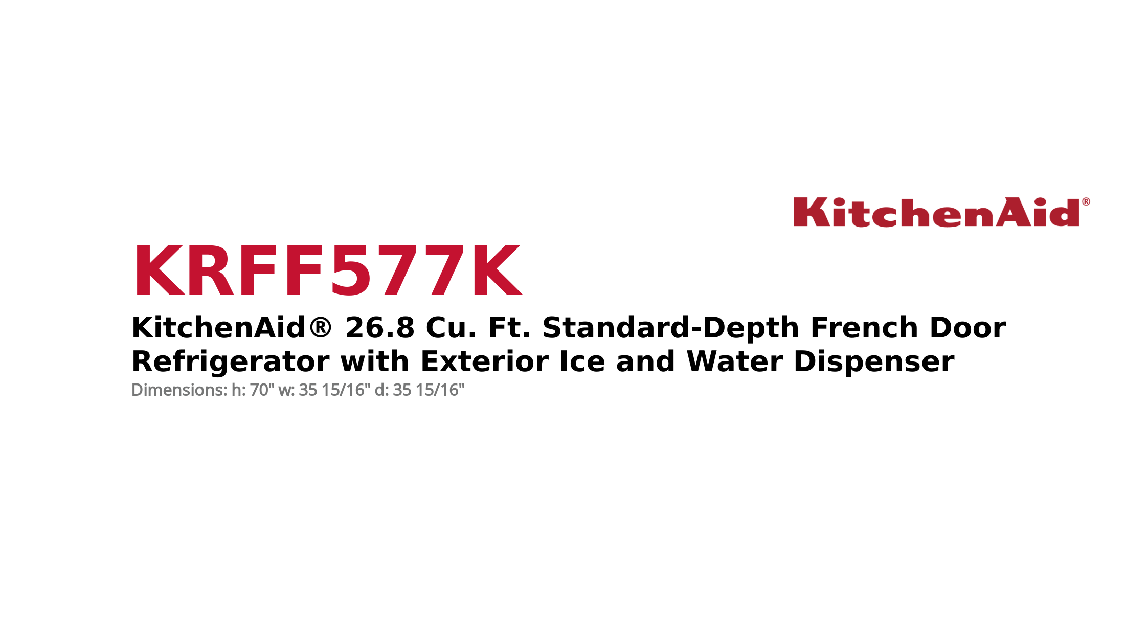 KitchenAid® 26.8 Cu. Ft. Standard-Depth French Door Refrigerator with Exterior Ice and Water Dispenser