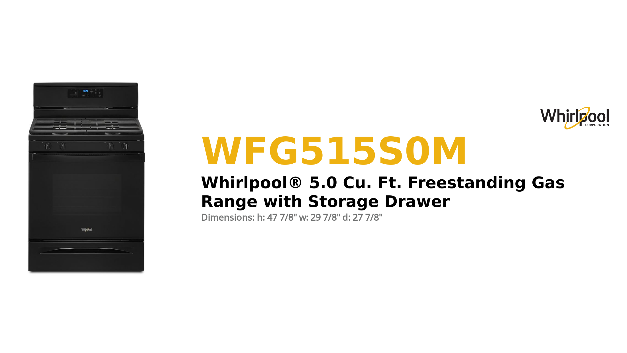 Whirlpool® 5.0 Cu. Ft. Freestanding Gas Range with Storage Drawer