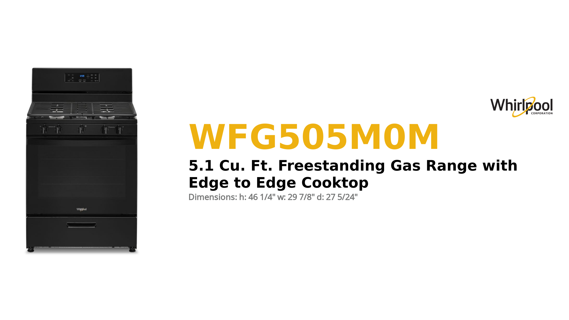 Whirlpool 5.1 Cu. Ft. Freestanding Gas Range with Edge to Edge Cooktop