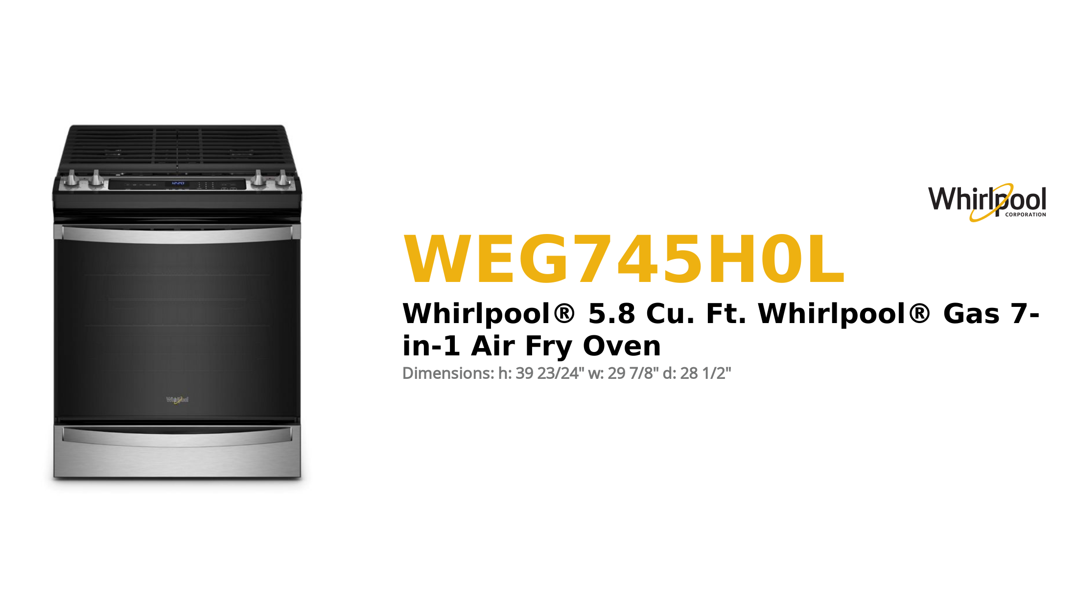 Whirlpool® 5.8 Cu. Ft. Whirlpool® Gas 7-in-1 Air Fry Oven