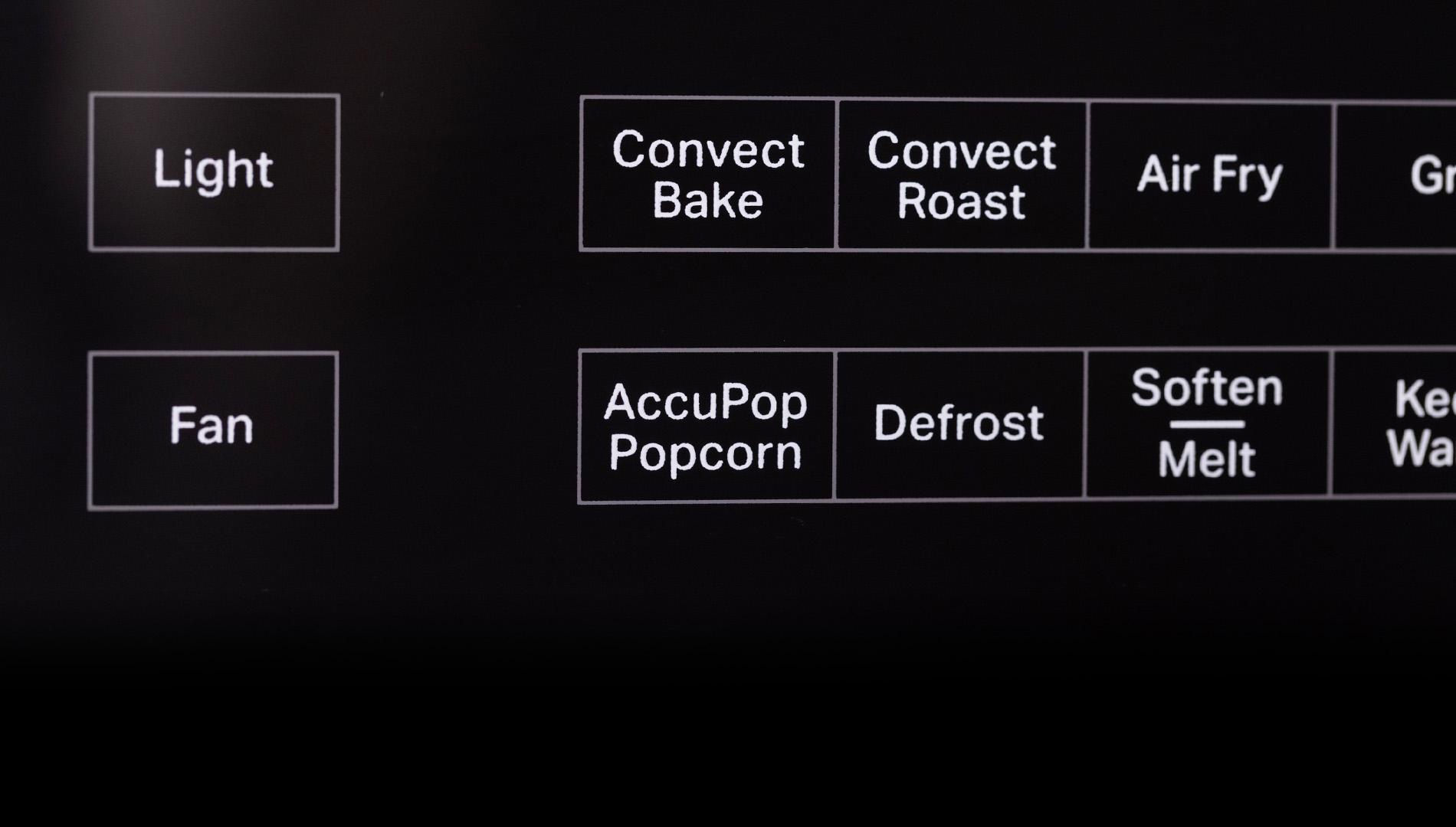 Microwave showcasing AccuPop™ Cycle