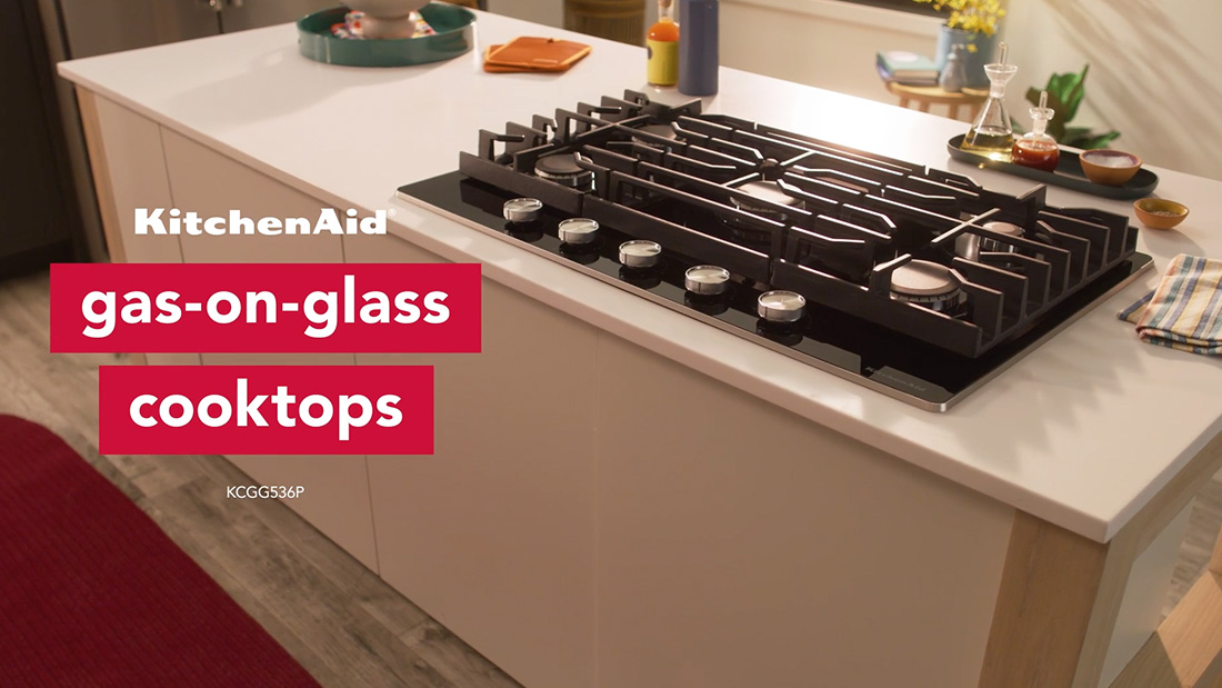 KitchenAid® Most Powerful 36 gas-on-glass cooktop