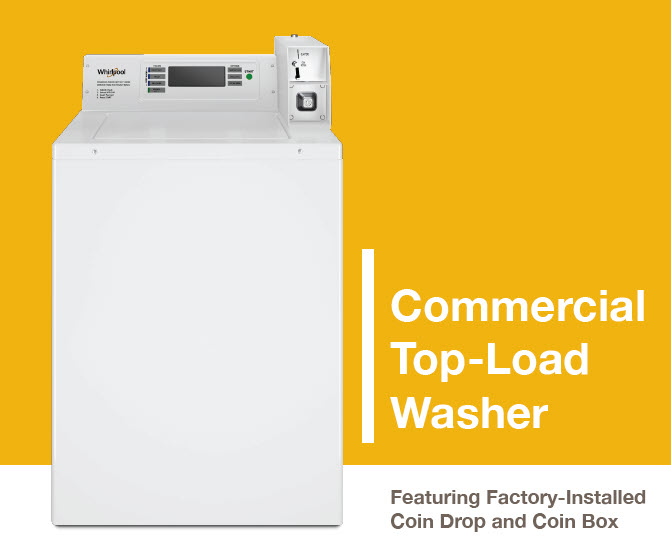 Commercial Top-Load Washer Featuring Factory-InstalledCoin Drop and Coin Box