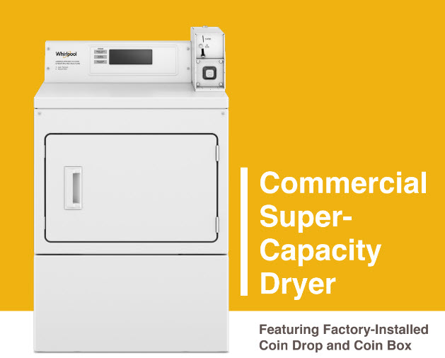 Commercial Super-Capacity Dryer Featuring Factory-InstalledCoin Drop and Coin Box