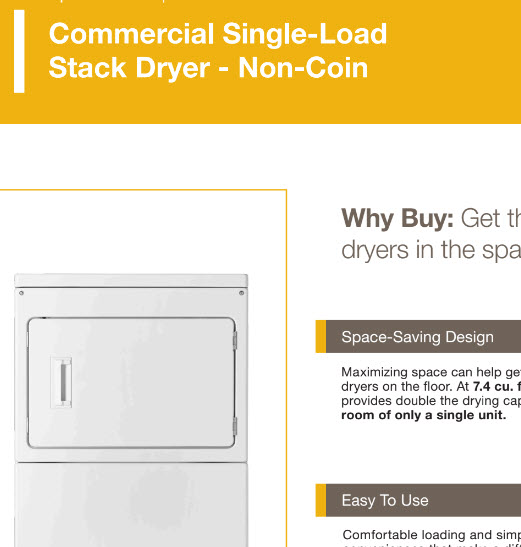 Commercial Single-Load Stack Dryer - Non-Coin