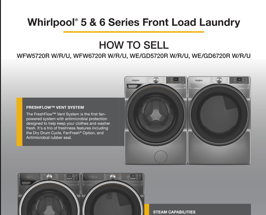 Whirlpool® 5 & 6 Series Front Load Laundry- How To Sell